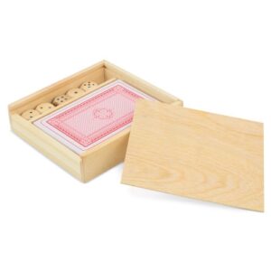 SET IN LEGNO MAZZO DI CARTE E DADI “LAS VEGAS”