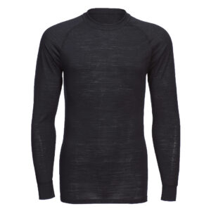 T-shirt girocollo a maniche lunghe in lana merino