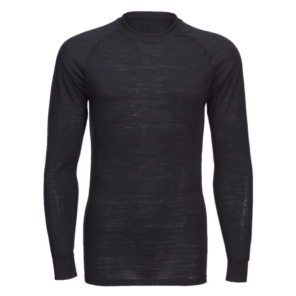 T-shirt girocollo a maniche lunghe in lana merino