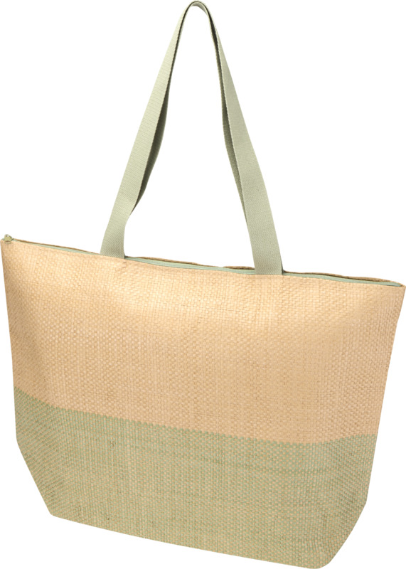 Rhythm straw paper large zipped tote bag 21L