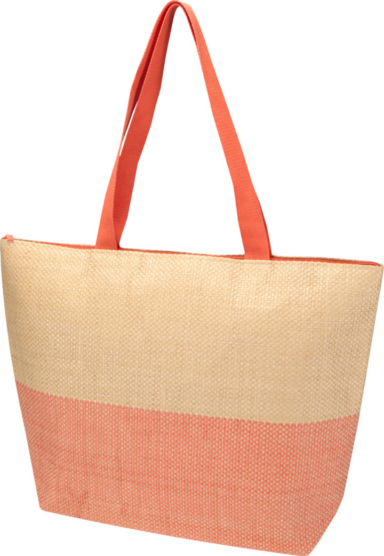 Rhythm straw paper large zipped tote bag 21L